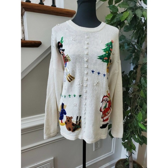 VTG Victoria Women Ramie & Cotton Scoop Neck Long Sleeve Soft Sweaters - Picture 10 of 10